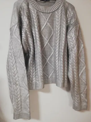 Jersey Mango trenzado plateado talla S