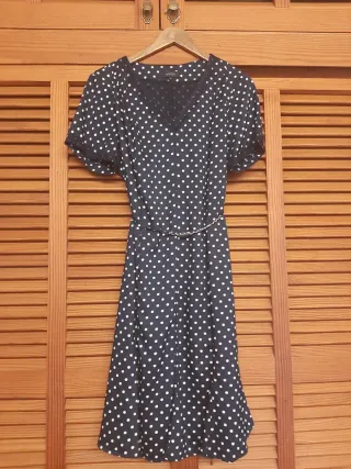 Vestido lunares azul talla L