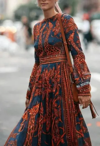 Vestido largo gasa estampado jirafas S/M