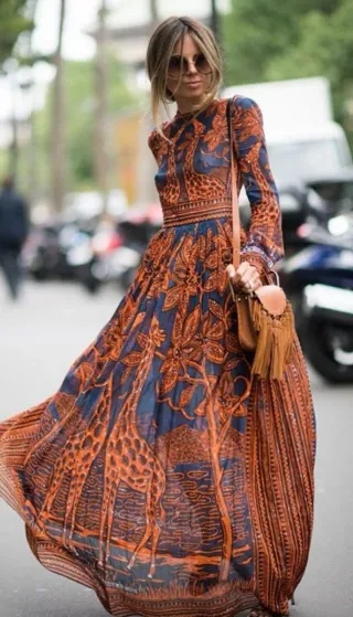 Vestido largo gasa estampado jirafas S/M