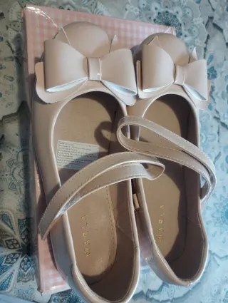 Zapatos niña lazo charol rosa talla 35