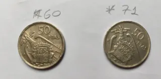 4 Monedas 50 Pesetas Franco