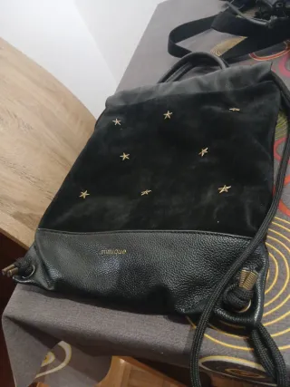 Mochila Mimique Piel y Ante Negra