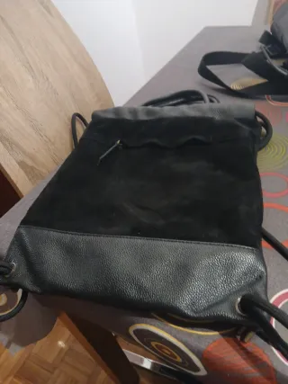 Mochila Mimique Piel y Ante Negra