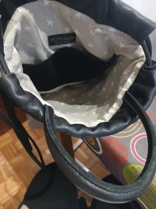 Mochila Mimique Piel y Ante Negra