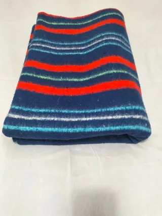 Lote 2 Mantas Rayas Azul Marino Cama 135