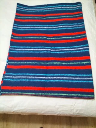 Lote 2 Mantas Rayas Azul Marino Cama 135