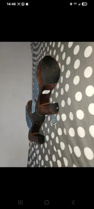 Sandalias de tacón de madera azul