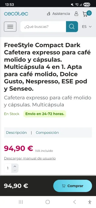 Cafetera Cecotec Todo en 1