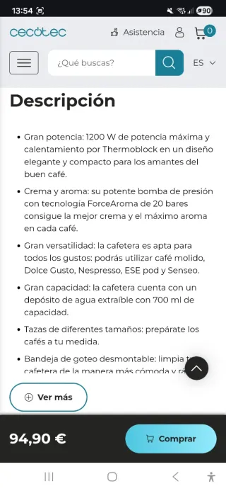 Cafetera Cecotec Todo en 1