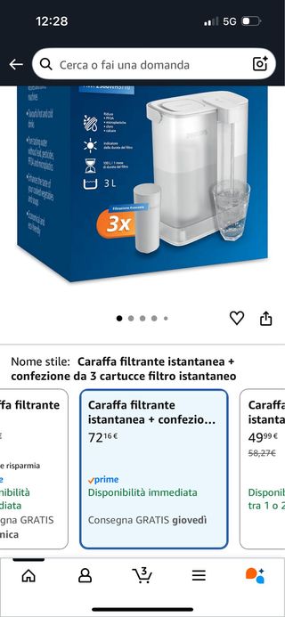 Caraffa filtrante Philips Water Instant 3L