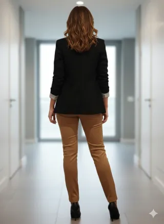 Pantaloni ZARA Camel Slim Zip Dorate Donna