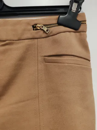 Pantaloni ZARA Camel Slim Zip Dorate Donna
