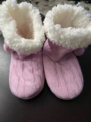 Ciabatte donna lana rosa con interno bianco nuove