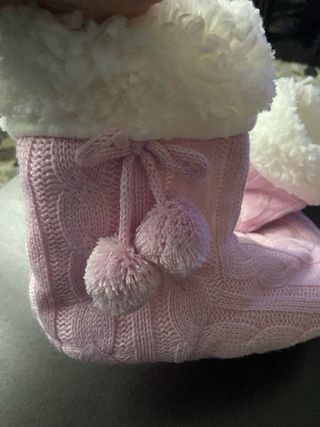 Ciabatte donna lana rosa con interno bianco nuove