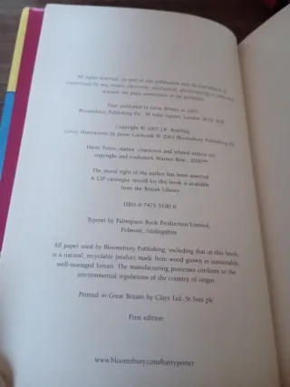 First Edition -Harry Potter, libros del 2 al 7