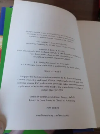 First Edition -Harry Potter, libros del 2 al 7