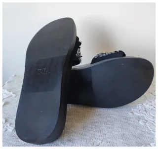 Sandalias Zara Flores y Lentejuelas Talla 37