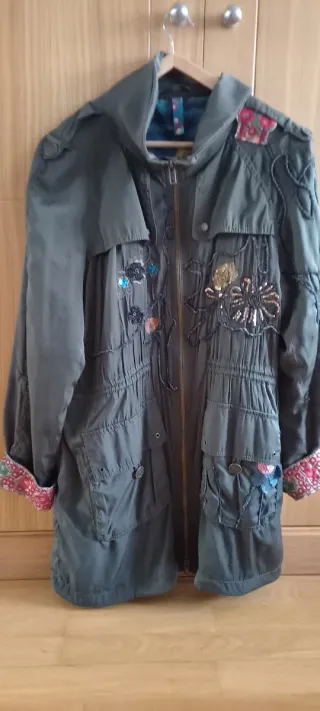 Chaqueta Parka Desigual Mujer Verde Multicolor