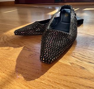 Sandalias Zara Negras con Brillantes