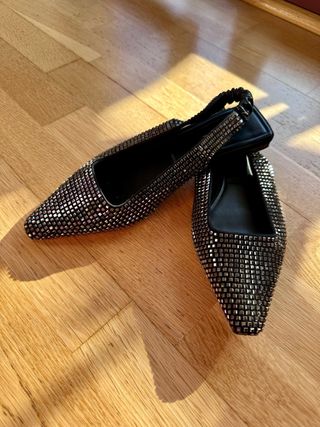 Sandalias Zara Negras con Brillantes