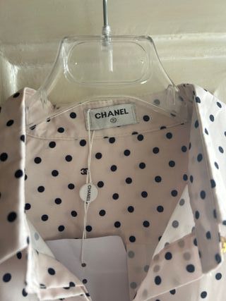 Camicetta Chanel Pois Nera Rosa