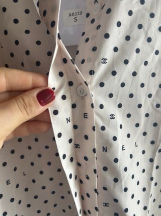 Camicetta Chanel Pois Nera Rosa
