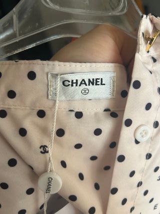 Camicetta Chanel Pois Nera Rosa
