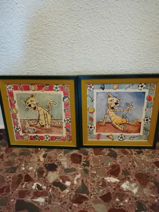 2 Cuadros Infantiles Gatos