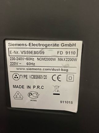 Aspirador Siemens 2200W sin bolsa/con bolsa