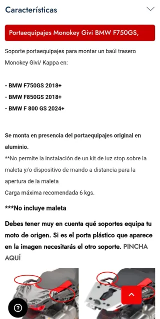 Soporte Top Case Givi BMW F850 GS