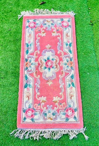 Tappeto in Lana Vintage Rosa Floreale