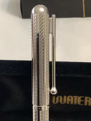 JUEGO PLUMA-BOLIGRAFO WATERMAN. PLAQUE DE PLATA.