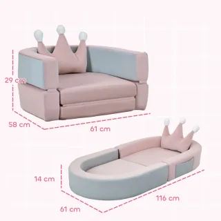 Sofá Cama Infantil Rosa y Gris