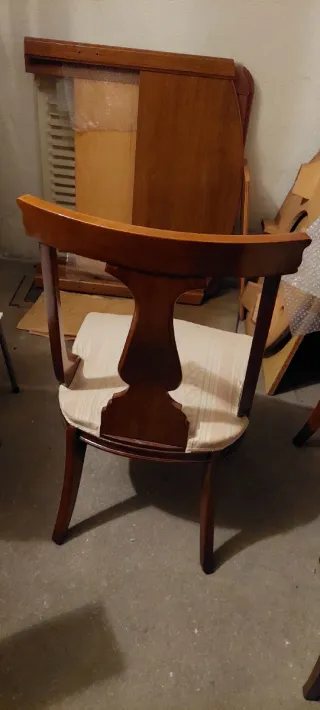 6 Sillas de comedor de madera tapizadas