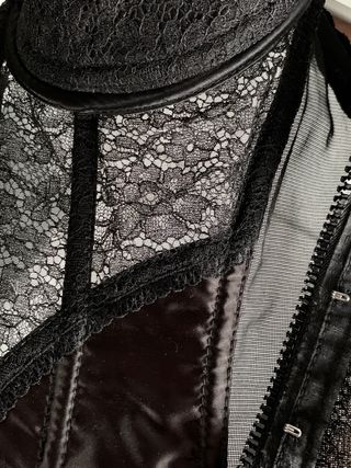 Bustino vintage pizzo e seta nero tg. 2