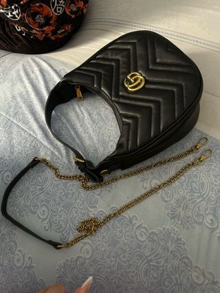 Borsa GG Marmont in pelle matelassé nera