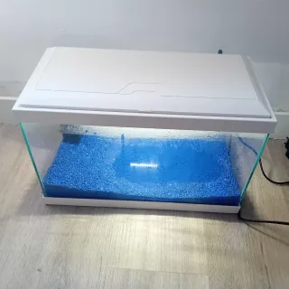 Acuario con grava azul