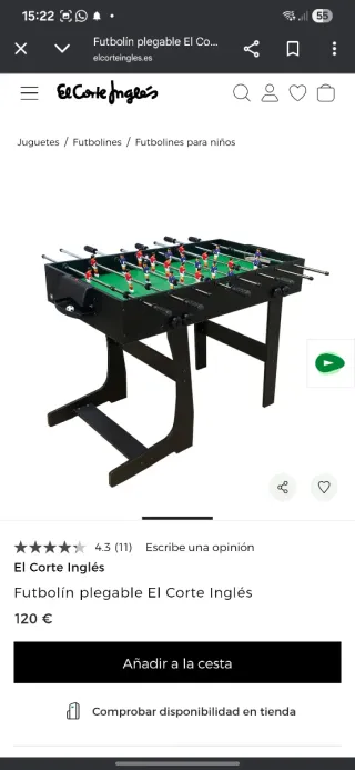 Futbolín plegable El Corte Inglés