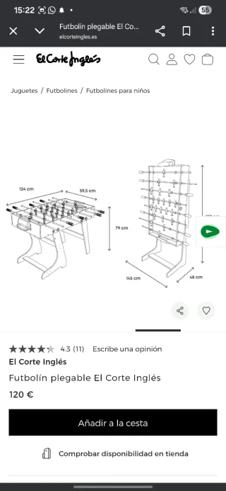 Futbolín plegable El Corte Inglés