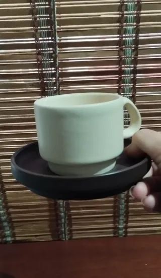 Taza café/té de cerámica con plato