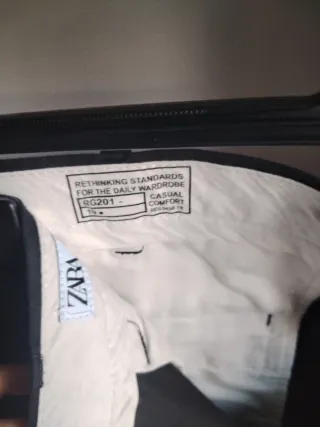 Pantalón Zara Regular Fit Algodón Negro Talla 44