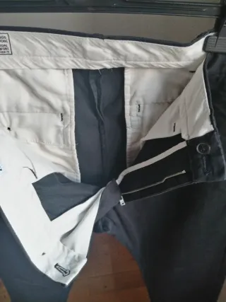 Pantalón Zara Regular Fit Algodón Negro Talla 44