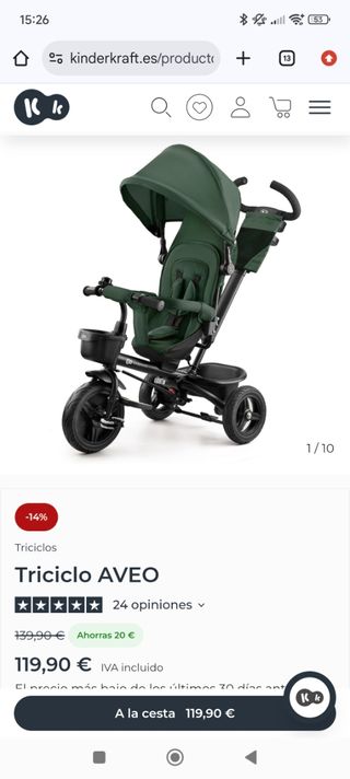 Triciclo Kinderkraft AVEO Verde