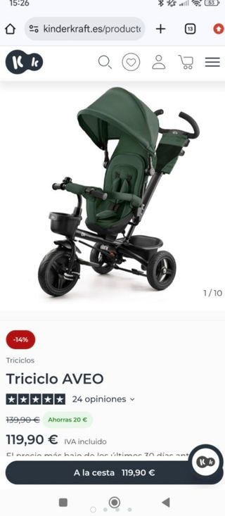 Triciclo Kinderkraft AVEO Verde