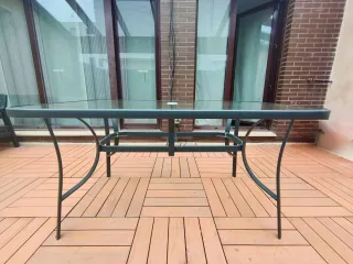 Mesa de jardín rectangular vidrio templado