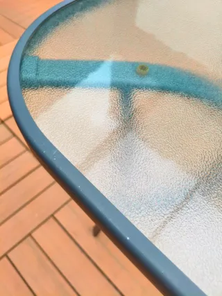 Mesa de jardín rectangular vidrio templado