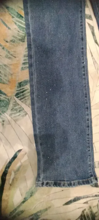 Jeans donna blu con strass