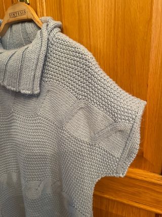 Jersey/vestido corto punto azul cuello