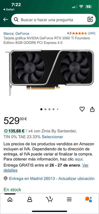 Tarjeta Gráfica NVIDIA GeForce RTX 3060 Ti